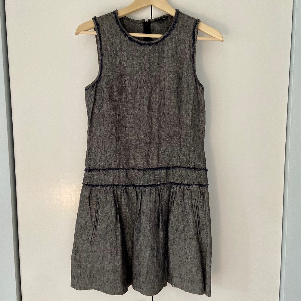 Theory Luvira Redbay Dropwaist Dress, Blue, Size 4